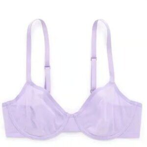 Aerie Smoothez Mesh Unlined Bra Full Coverage in Dark Purple - Size 36D